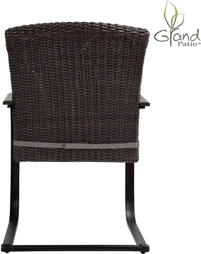 Miniatura 7 de Grand patio Juego de mesa de mimbre de 3 piezas, juego de mesa de mimbre para exteriores, sillas mecedoras de mimbre con cojines extraíbles y mesa