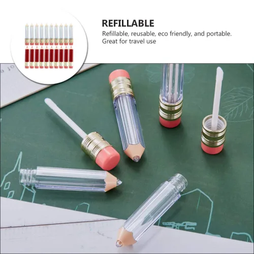 Miniatura 5 de DOITOOL 20 unidades de mini recipientes vacíos de brillo de labios reutilizables transparentes en forma de lápiz vacío para brillo de labios frascos