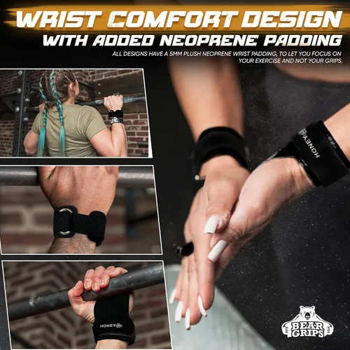 Miniatura 6 de Bear Grips Empuñaduras de dos agujeros, agarres de tres agujeros, empuñaduras sin agujeros, puños WOD para hombres y mujeres. Agarres de manos