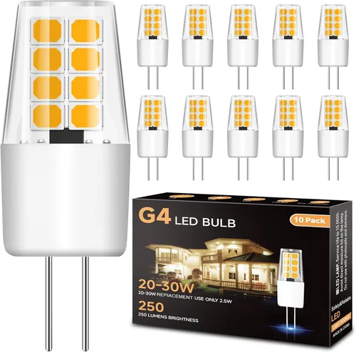 Miniatura 9 de TJOY Bombilla LED G4, Bombillas de Luz de Paisaje de 12V, Repuesto de Bombilla Halógena T3 G4 de 20W-30W, Blanco Cálido 3000K, 2.5W 250LM G4 Base