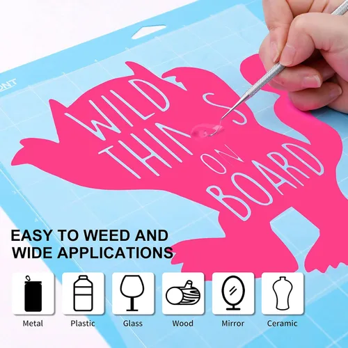 Miniatura 2 de HTVRONT Rollo de vinilo permanente neón rosa – 12" x 50 pies de vinilo adhesivo brillante, color rosa, para todas las máquinas de corte, silueta