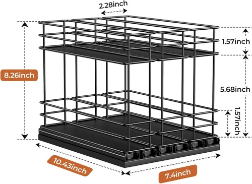 Miniatura 3 de Mystozer Organizador de especias extraíble para gabinete, estantes de especias deslizantes, organizadores de gabinete de especias fáciles de Negro