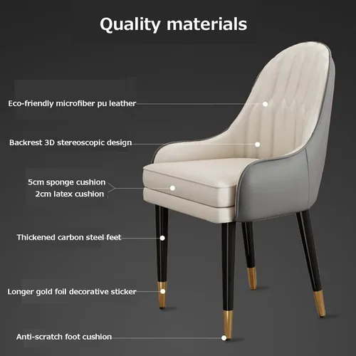 Miniatura 4 de Sillas de comedor modernas, sillas de comedor tapizadas de piel sintética de mediados de siglo, sillas auxiliares de ocio con patas de metal para 15