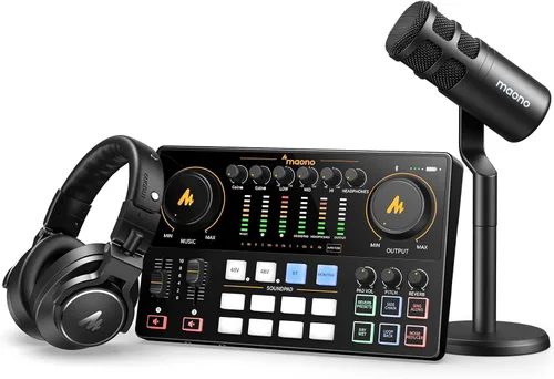 Miniatura 12 de MAONO Paquete de equipos de podcast: mezclador de interfaz de audio con entrada XLR dual para transmisión de podcasts - MaonoCaster E2 Gen2