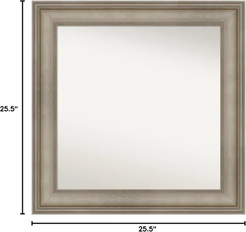 Miniatura 6 de Amanti Art Espejo de baño plateado para sobre el fregadero, 26 x 26 pulgadas, espejo cuadrado de plata antigua, marco de madera tradicional mediano
