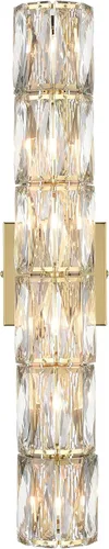 SAMTEEN Aplique de pared de cristal de 23.6 pulgadas, apliques dorados, iluminación de pared moderna de mediados de siglo, 6 luces de montaje en
