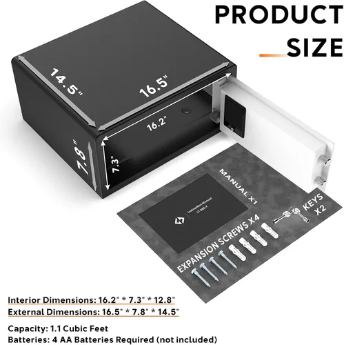 Miniatura 2 de Z ZLJUAN Caja fuerte para hotel de 1.1 pies cúbicos, caja fuerte de acero para documentos personales con cerradura biométrica estilo hotel