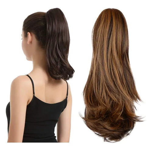 Miniatura 23 de BARSDAR Extensiones de cola de caballo con clip de garra, extensiones de cabello corto ondulado negro de 14 pulgadas para mujer, extensiones