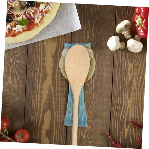 Miniatura 8 de Yardwe Soporte para cucharas de búho, herramientas de decoración, utensilios de servir para bufé, cucharas de sopa, plato de cerámica para reposo