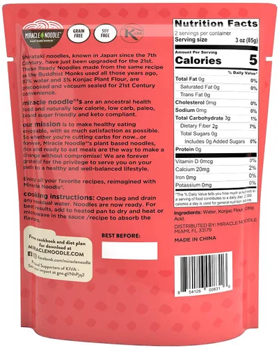 Miniatura 2 de Miracle Noodle Fettuccine - Fideos Shirataki, listos para comer, fideos Konjac – Apto para dieta cetogénica, paleo, veganos, sin gluten, bajos