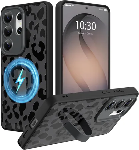 Miniatura 64 de Funda magnética compatible con Samsung Galaxy S25 Ultra para mujeres y hombres, estética flor de durazno, correa de muñeca ajustable incorporada