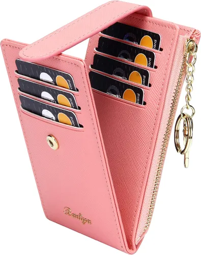 Miniatura 8 de Badiya Tarjetero para mujeres con RFID, carteras delgadas, plegables, tarjetero multifuncional, monedero