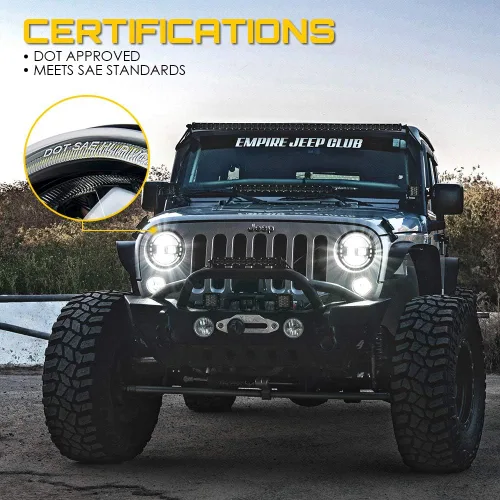 Miniatura 4 de Xprite Faros LED redondos de 7" compatibles con Jeep Wrangler JK JKU LJ CJ TJ 1997-2018, Hummer H1 H2, faros con anillo de halo aprobados por DOT