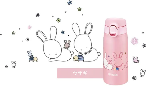 Miniatura 4 de TIGER MCT-A035P Tiger Water Bottle, 11.8 fl oz (350 ml), Kameichido Mug, Stainless Steel Bottle, One-touch, Lightweight, Rabbit