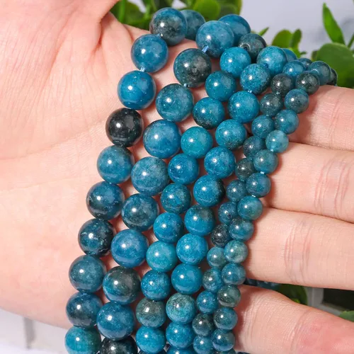 Miniatura 2 de Cuentas de Apatita 10mm 35 Piezas de Piedra para Hacer Joyería, Cuentas Grandes, Pulseras, Keychaian, Cuentas Sueltas Redondas Lisas, Cuentas
