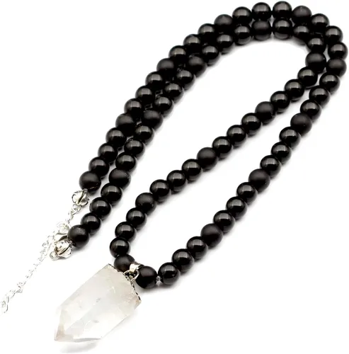 Miniatura 97 de Colgante de turmalina cruda natural, Collar de cuentas de ónix negro genuino, Collar de piedra negra, Collar de piedras preciosas, Cuentas de 0.315