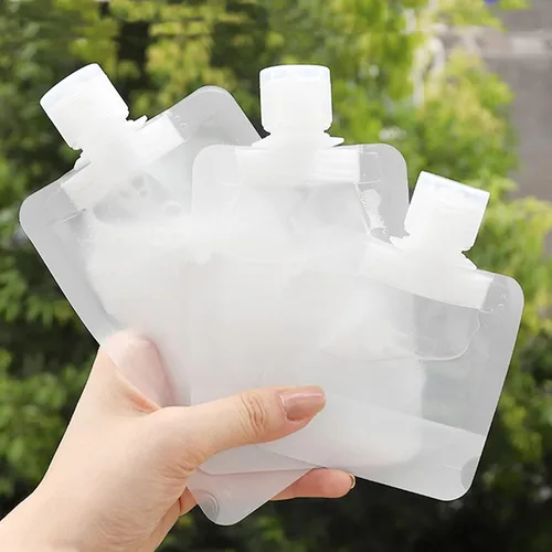 Miniatura 3 de Bolsa de embalaje portátil de maquillaje líquido de viaje, bolsa de embalaje transparente de plástico con boquilla de pie, bolsa vacía recargable