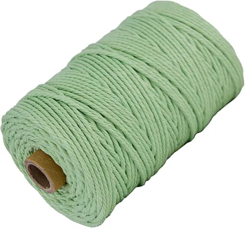 Miniatura 50 de Cordón de algodón para macramé, hilo torcido de 4 capas, cuerda de algodón natural, suministros perfectos de macramé, para hacer soportes colgantes