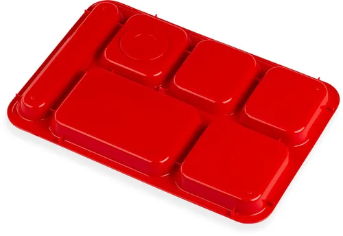 Miniatura 3 de Carlisle FoodService Products P614R05 Bandeja de polipropileno con 6 compartimentos para mano derecha, 10 x 14 pulgadas, color rojo (paquete de 2)