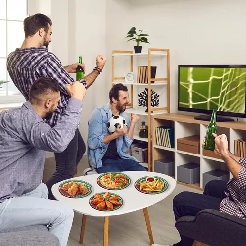 Miniatura 6 de Dereinwo 35 platos de fútbol – Decoraciones de fiesta de fútbol 2025, platos desechables de 9 pulgadas para postre aperitivo, cena, suministros