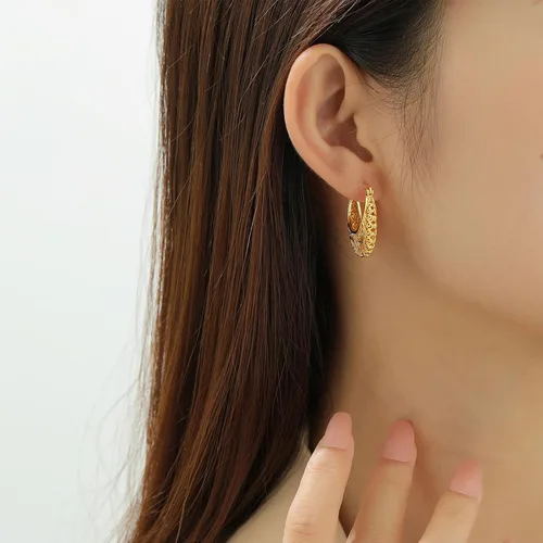 Miniatura 7 de Aretes de aro de oro de filigrana, aretes pequeños vintage para mujer