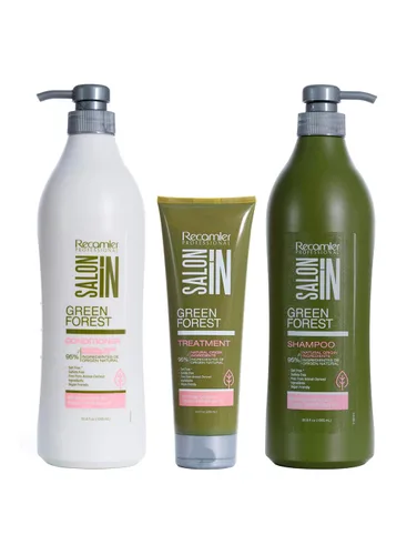 Recamier Professional Salon In Sin Sal Champú Orgánico Acondicionador Tratamiento Cabello Set Sulfato Libre 33.8 OZ
