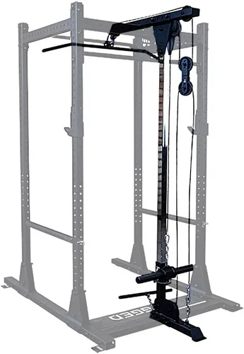 Rugged Fitness (Y230) Accesorio LAT para rack de alimentación incluye barras LAT y de fila con diseño de placa cargada y compatible con peso