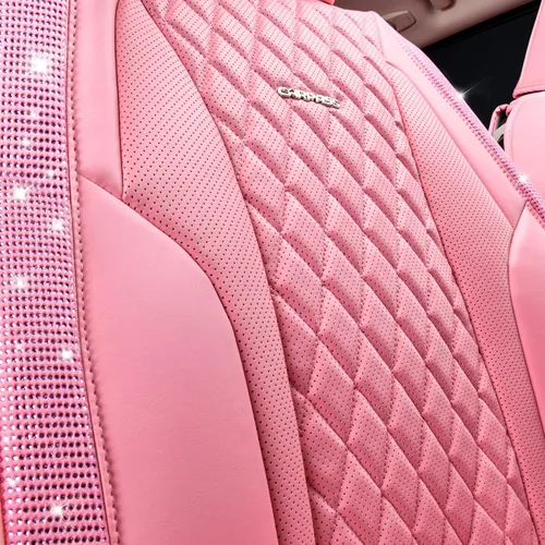 Miniatura 3 de Car Pass Funda de asiento, cuero napa rosa, asientos delanteros, impermeable, resistente, antideslizante, universal para el 95% de automóviles, SUV
