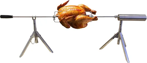 Asador eléctrico portátil – Asador de asador de barbacoa de acero inoxidable, altura y velocidad ajustables, cocina al aire libre para campamento,