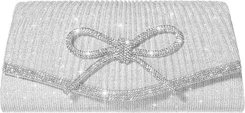Miniatura 18 de Bolso de noche para mujer, clutch con diamantes de imitación tipo sobre, cartera de mano para fiestas, bodas y graduaciones