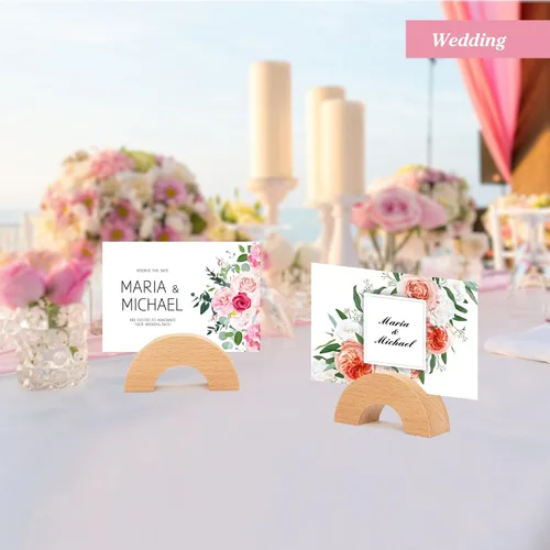 Miniatura 7 de 6 soportes para tarjetas de lugar de madera, para menú, tamaño A6, soporte para números de mesa para restaurantes, fotos para bodas, banquetes