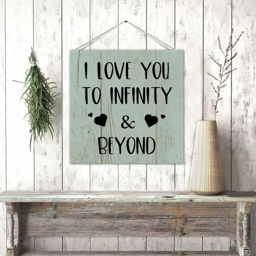 Miniatura 4 de Placa motivacional de madera con texto en inglés "I Love You to and Beyond" (I Love You to and Beyond), letrero de madera para colgar en la pared