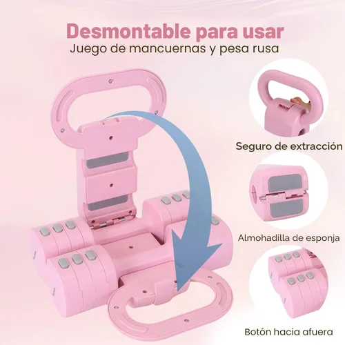 Miniatura 2 de kisnbld Juego de mancuernas ajustables de 2, juego de 4 en 1 de pesas libres para mujeres con ajuste rápido, cada juego de pesas de mano de 2 libras
