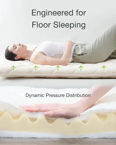 Miniatura 5 de FULI Cama futón japonesa de alta calidad, cama plegable, base de espuma ondulada, almohadilla portátil para dormir Shikibuton, fabricada en Japón