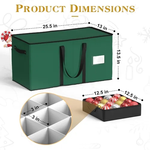 Miniatura 4 de Caja de almacenamiento de adornos navideños con 8 bandejas, almacena hasta 128 adornos navideños, contenedor de almacenamiento de Navidad