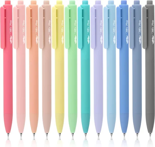 Mr. Pen - Bolígrafos de gel retráctiles, paquete de 12, secado rápido, bolígrafos de gel de punta fina de 0.7mm, bolígrafos retráctiles, bolígrafos
