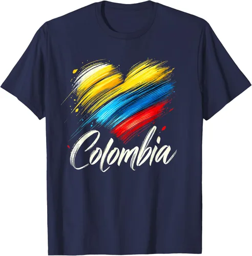 Miniatura 30 de Camiseta de orgullo colombiano con corazón de la bandera de Colombia