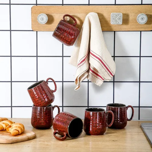 Miniatura 6 de Tazas de café Hasense 8 oz, juego de 6 tazas pequeñas de cerámica para expreso, tazas mini con asa para café, té y cacao, tazas modernas para regalo