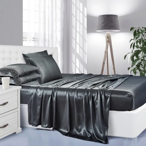 Miniatura 40 de Lanest Housing Sábanas de Satén de Seda, Juego de Sábanas de Cama de Satén Tamaño Twin con Bolsillos Profundos, Sábanas de Satén Refrescantes Suaves