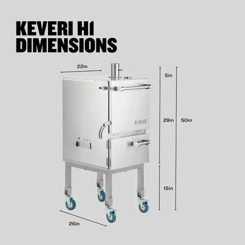 Miniatura 7 de Keveri H1 Inox Horno de Carbón de Acero Inoxidable Multiusos Parrilla, Ahumador, Asador, Horno, Horno de Pizza