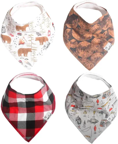 Miniatura 26 de Copper Pearl Baby Bibs 4 Pack, Printed Bandana Drool Bibs for Baby Girl & Boy, Soft Cotton Drooling Teething Bibs Claire