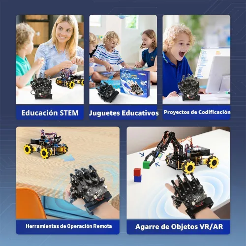 Miniatura 8 de ESP32 - Guante de detección de movimiento compatible con Arduino, ACECode y Python, kit de iniciación de juguete mecánico robótico de mano STEM