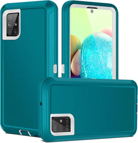 Miniatura 7 de Jelanry - Carcasa resistente para Samsung Galaxy A71 5G, color menta/blanco Dual-layer Shockproof Protective Hard Back Cover, anti-dust scratch