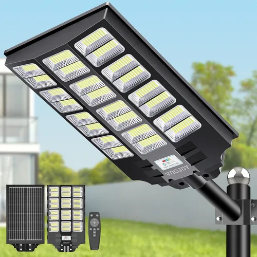 VOOJOY Luces solares de calle de 8000 W para exteriores, impermeables, del atardecer al amanecer, luces solares para exteriores con sensor de