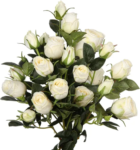 DILATATA Rosas artificiales de seda de 21 pulgadas de largo, para decoración de bodas, decoración del hogar, rosas sintéticas, color crema con