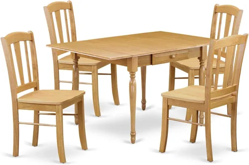 Miniatura 5 de East West Furniture MZDL3-OAK-W - Juego de mesa de cocina de 3 piezas para espacios pequeños que contiene una mesa de comedor rectangular con gotas