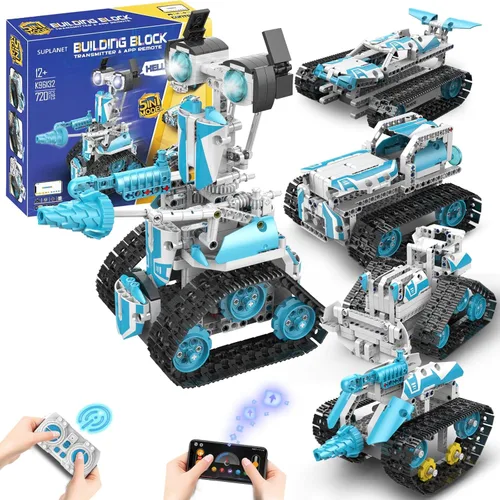 Miniatura 9 de Juguetes Robot STEM para Niños de 8 a 14 Años, Control Remoto 5 en 1 y Juguetes Robot Programables por APP - Kit Educativo de Ciencias de Robot rojo