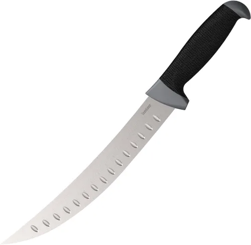 Kershaw Cuchillo de filete curvo de 9 pulgadas, negro, hoja fija de acero inoxidable de 9 pulgadas, punta de hoja de punto de arrastre, incluye
