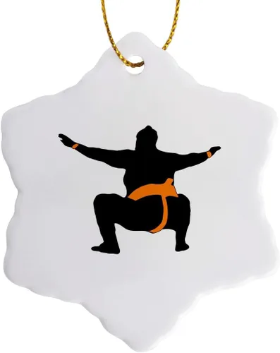 3dRose ORN_261986_1 - Adorno de luchador de sumo japonés en copo de nieve negro y naranja, 3 pulgadas