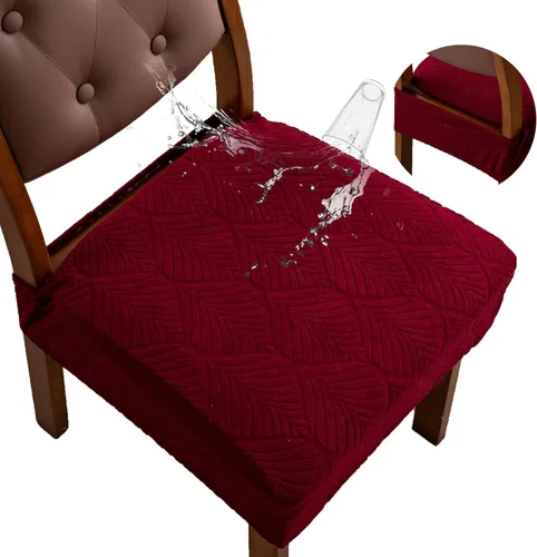 Miniatura 9 de Fundas de asiento para silla de comedor, extraíbles y lavables, juego de 2, fundas de cojín de asiento de silla de jacquard, protectores